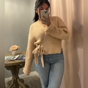 Zara Peach Tie Wrap Knitted Cardigan, Size: S (Women)